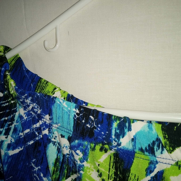 Abstract Blue and Green Women's Skirt - Picture 3 of 7